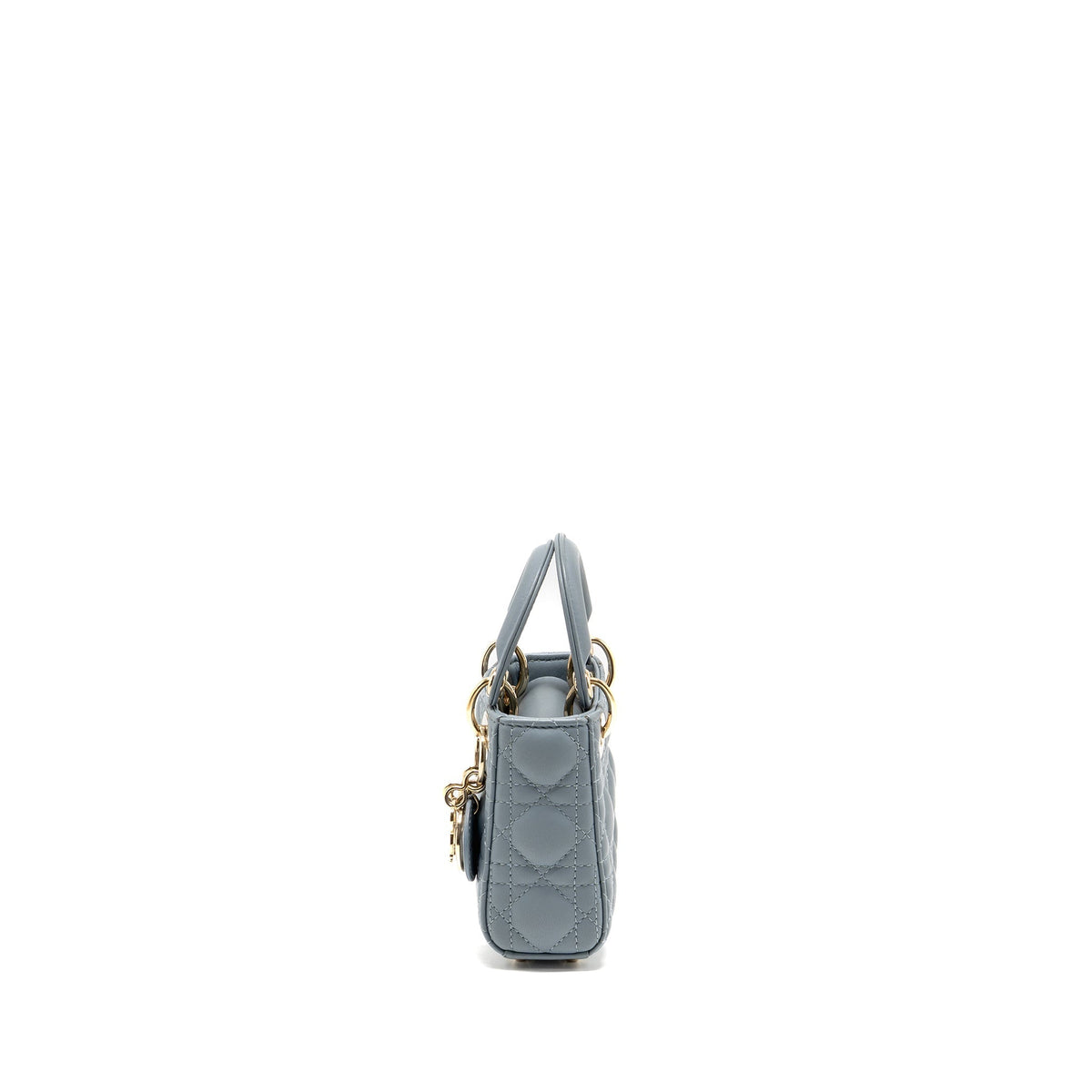 DIOR MICRO LADY DIOR CANNAGE LAMBSKIN GREY LGHW