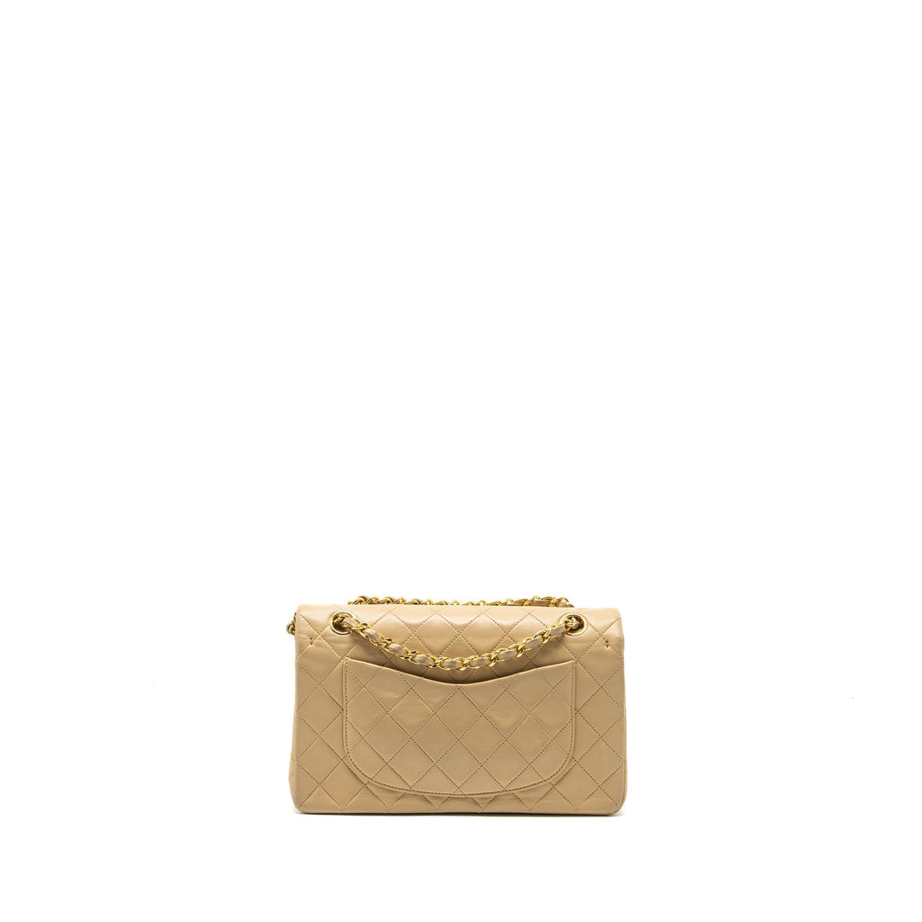 CHANEL VINTAGE SMALL CLASSIC FLAP BAG LAMBSKIN BEIGE GHW