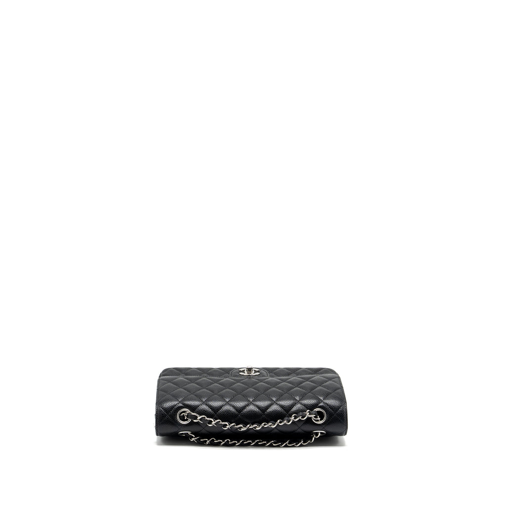 CHANEL MEDIUM CLASSIC DOUBLE FLAP BAG CAVIAR BLACK SHW (MICROCHIP)