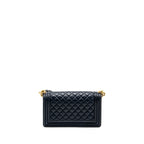 CHANEL 20B MEDIUM BOY BAG WITH TOP HANDLE CALFSKIN NAVY GHW