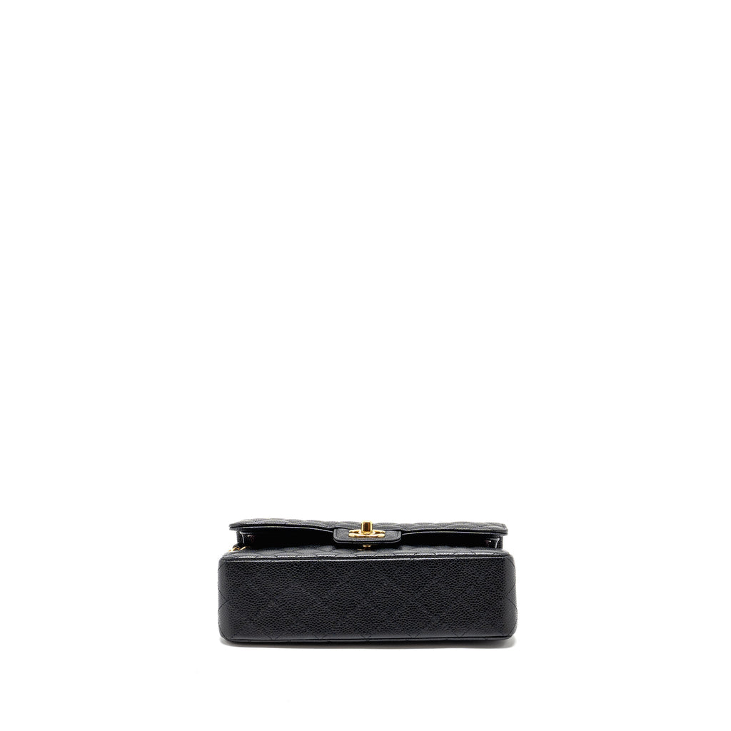 CHANEL SMALL CLASSIC DOUBLE FLAP BAG CAVIAR BLACK GHW (MICROCHIP)