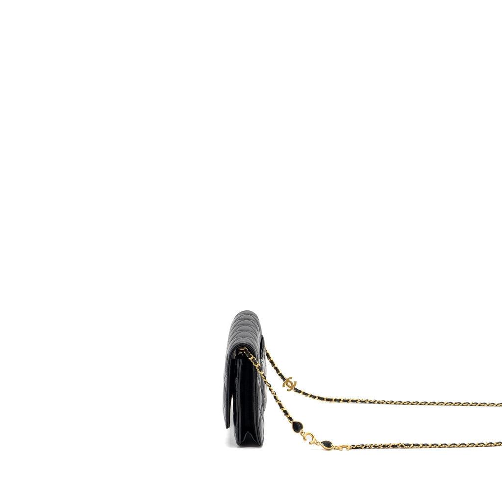 CHANEL COCO HEART WALLET ON CHAIN LAMBSKIN BLACK GHW (MICROCHIP)