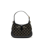 GUCCI JACKIE 1961 SMALL SHOULDER BAG DENIM/LEATHER BLACK GHW