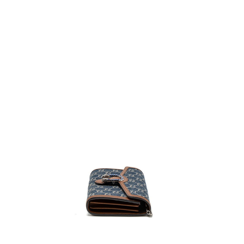 GUCCI DIONYSUS CHAIN WALLET GG SUPREME DENIM/LEATHER MULTICOLOUR HARDWARE
