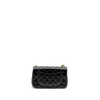 CHANEL 24K PEARL CRUSH MINI RECTANGULAR FLAP BAG SHINY LAMBSKIN BLACK GHW (MICROCHIP)