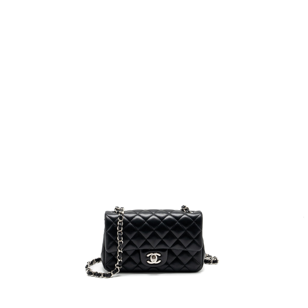 CHANEL MINI RECTANGULAR FLAP BAG LAMBSKIN BLACK SHW