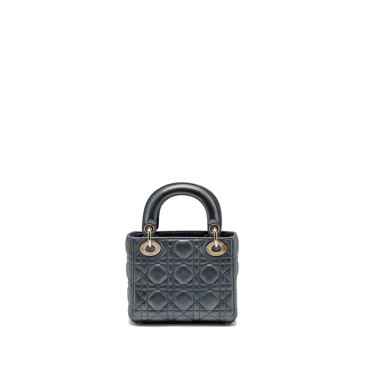 DIOR MINI LADY DIOR LAMBSKIN IRIDESCENT GREY SHW