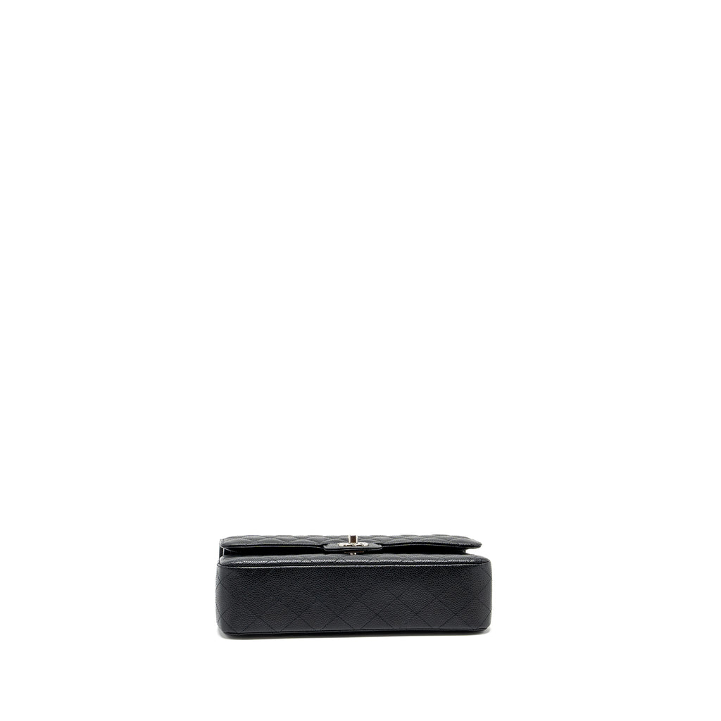 CHANEL MEDIUM CLASSIC DOUBLE FLAP BAG CAVIAR BLACK SHW (MICROCHIP)
