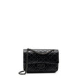 CHANEL SMALL 2.55 225 REISSUE FLAP BAG AGED CALFSKIN BLACK WITH BLACK HARDWARE (MICROCHIP)