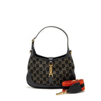 GUCCI JACKIE 1961 SMALL SHOULDER BAG DENIM/LEATHER BLACK GHW