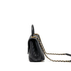 CHANEL MEDIUM CHEVRON COCO HANDLE CAVIAR BLACK GHW