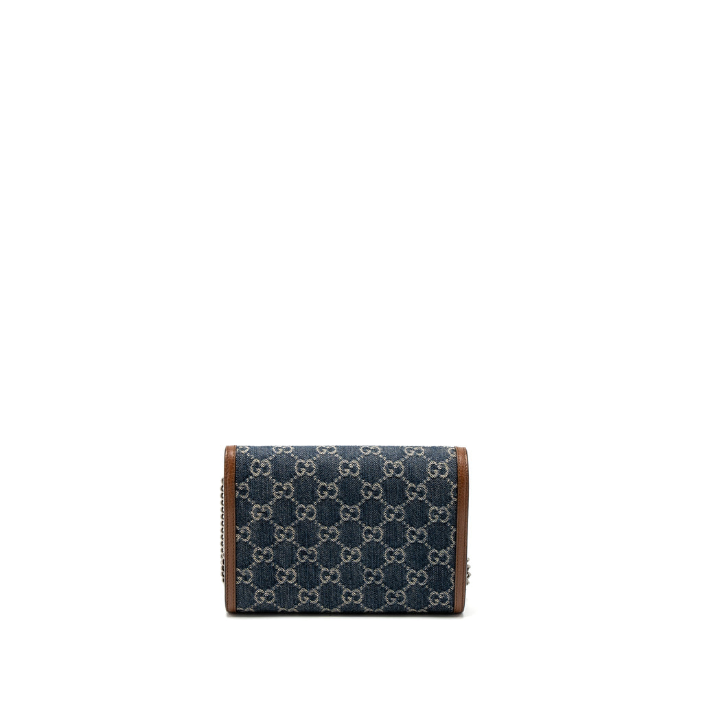 GUCCI DIONYSUS CHAIN WALLET GG SUPREME DENIM/LEATHER MULTICOLOUR HARDWARE