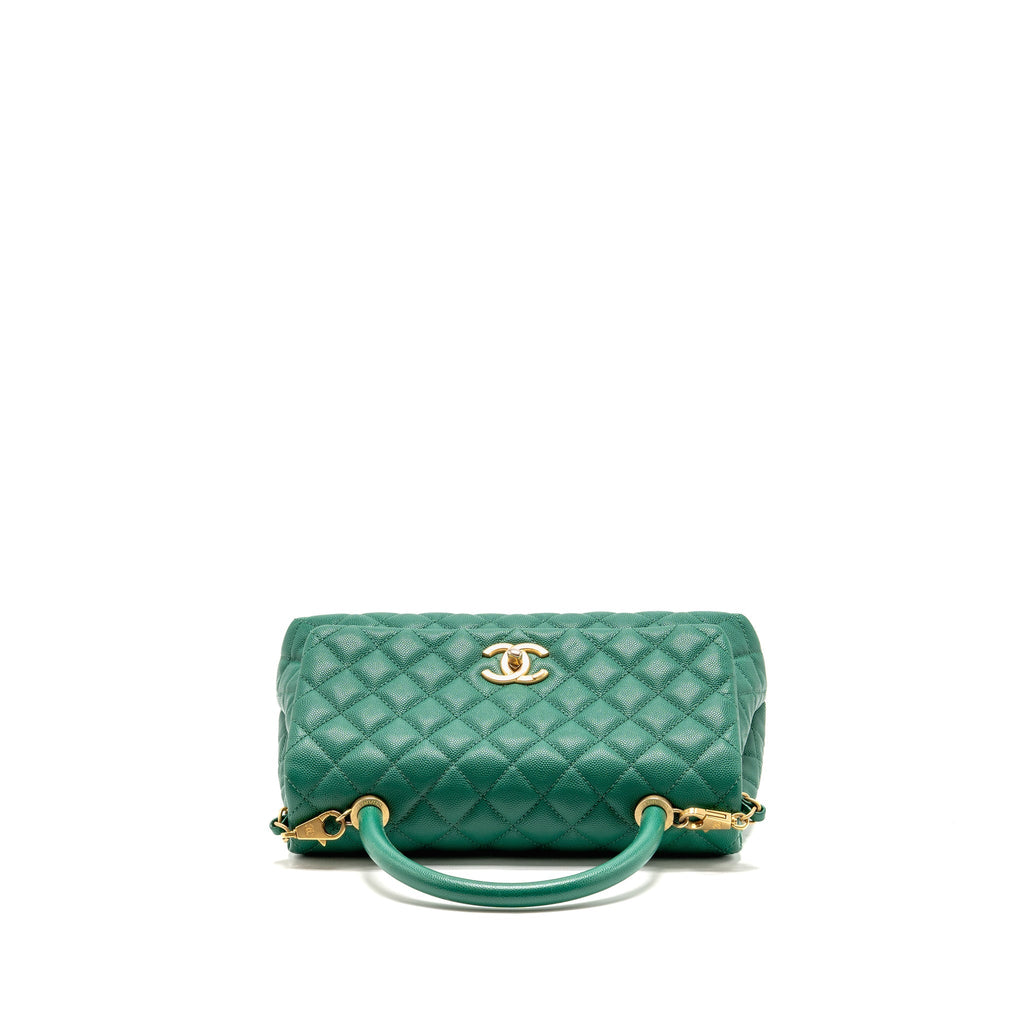 Chanel Medium Coco Handle Caviar Green GHW