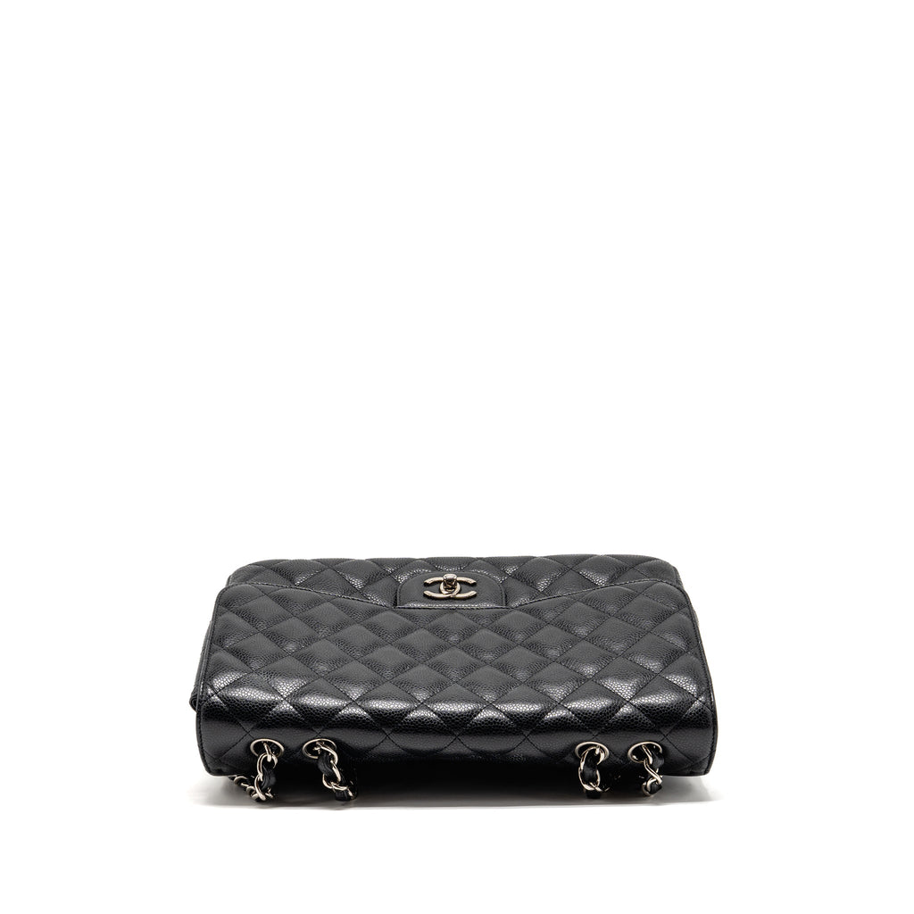 CHANEL JUMBO CLASSIC SINGLE FLAP BAG CAVIAR BLACK SHW