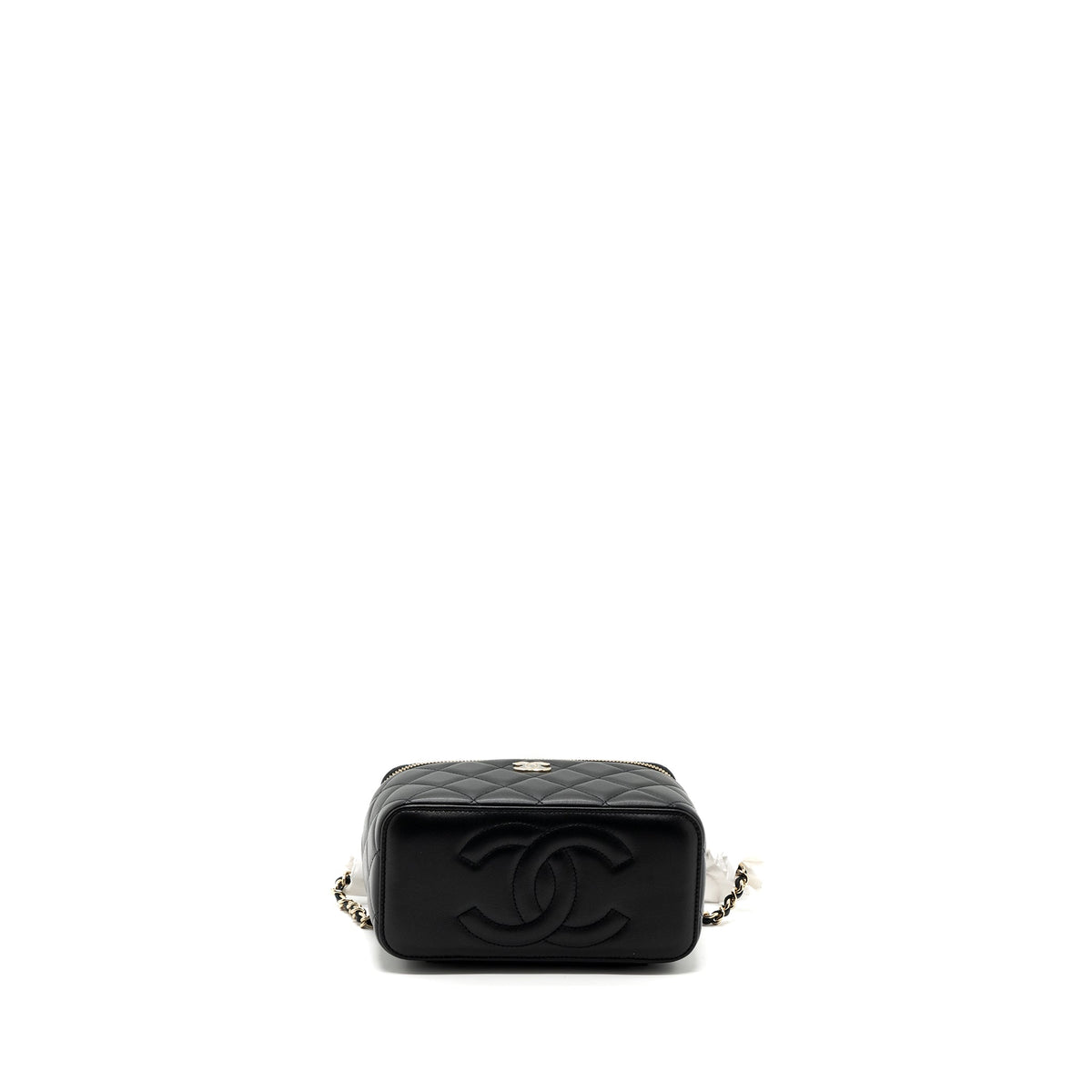 CHANEL TOP HANDLE LONG VANITY WITH CHAIN LAMBSKIN BLACK LGHW(MICROCHIP)