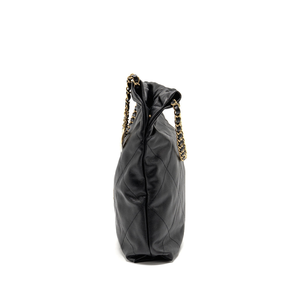 CHANEL MEDIUM 22 BAG CAVIAR BLACK GHW (MICROCHIP)