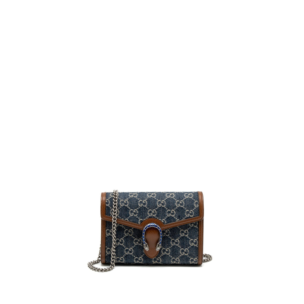 GUCCI DIONYSUS CHAIN WALLET GG SUPREME DENIM/LEATHER MULTICOLOUR HARDWARE