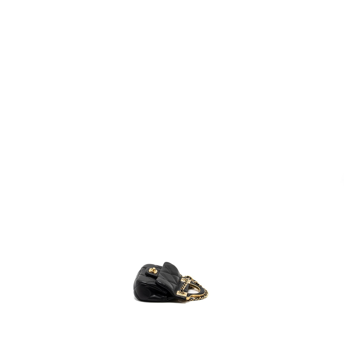CHANEL 21K MINI FLAP BAG CALFSKIN BLACK BRUSHED GHW