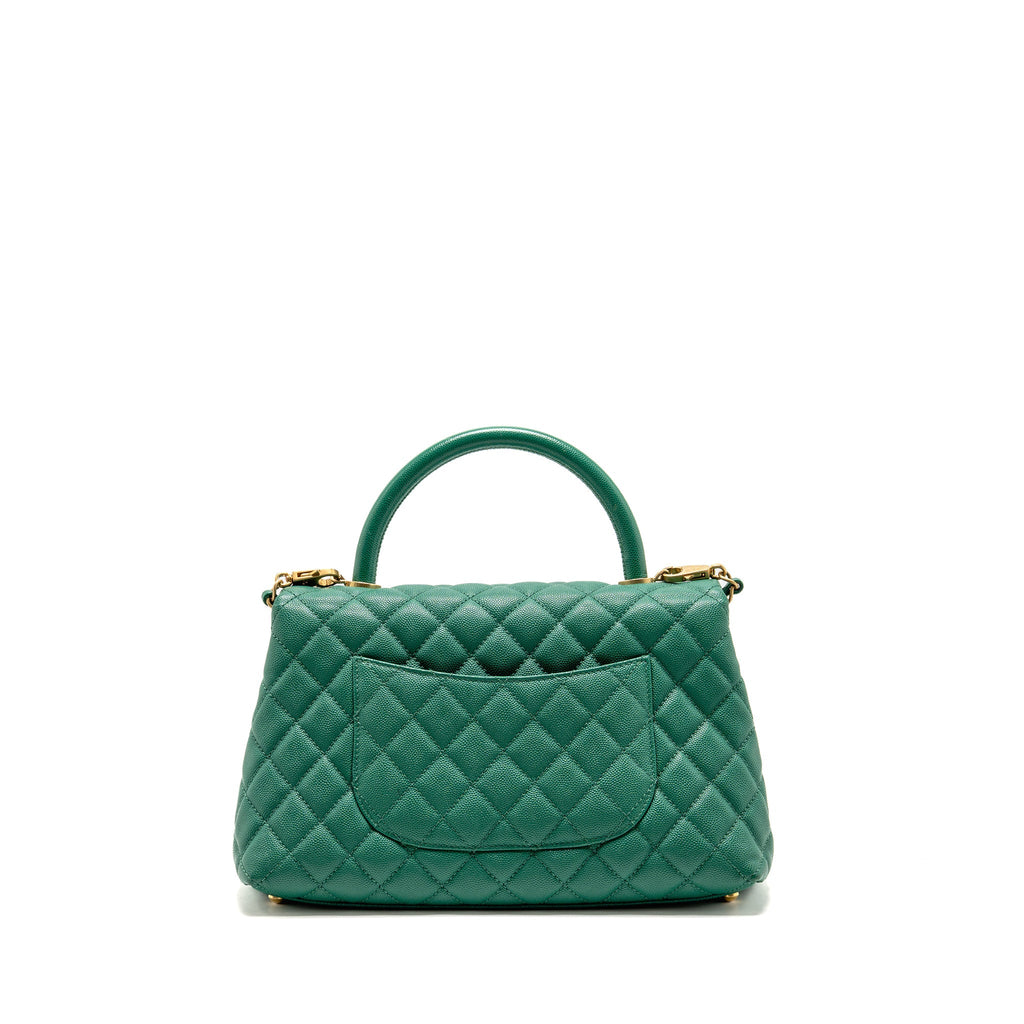 Chanel Medium Coco Handle Caviar Green GHW