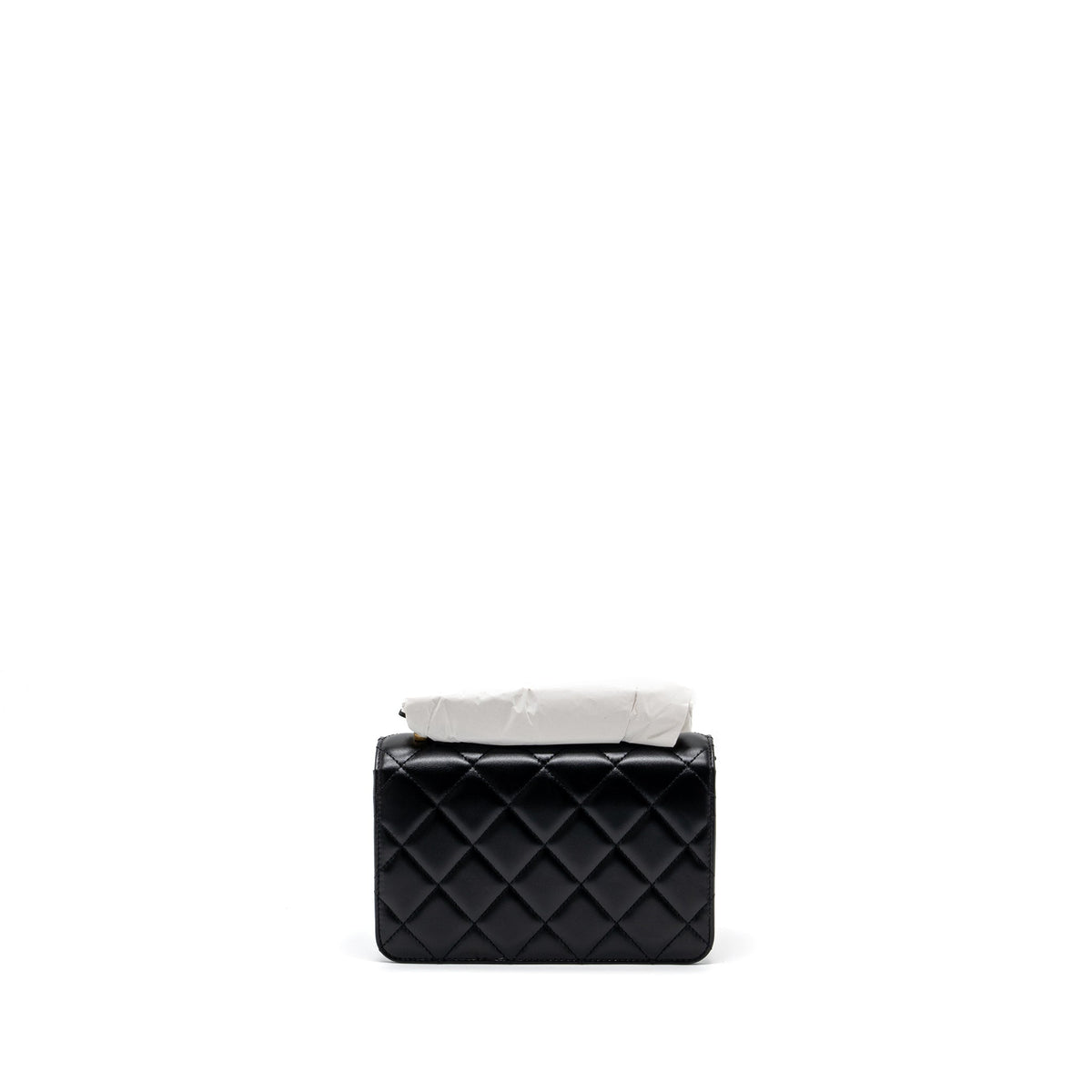CHANEL 24C GOLD CRUSH MINI FLAP BAG CALFSKIN BLACK GHW (MICROCHIP)