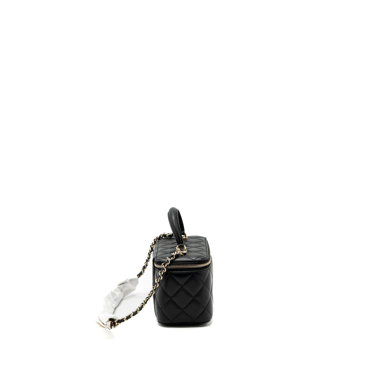 CHANEL TOP HANDLE LONG VANITY WITH CHAIN LAMBSKIN BLACK LGHW(MICROCHIP)