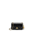 CHANEL 24K PEARL CRUSH MINI RECTANGULAR FLAP BAG SHINY LAMBSKIN BLACK GHW (MICROCHIP)
