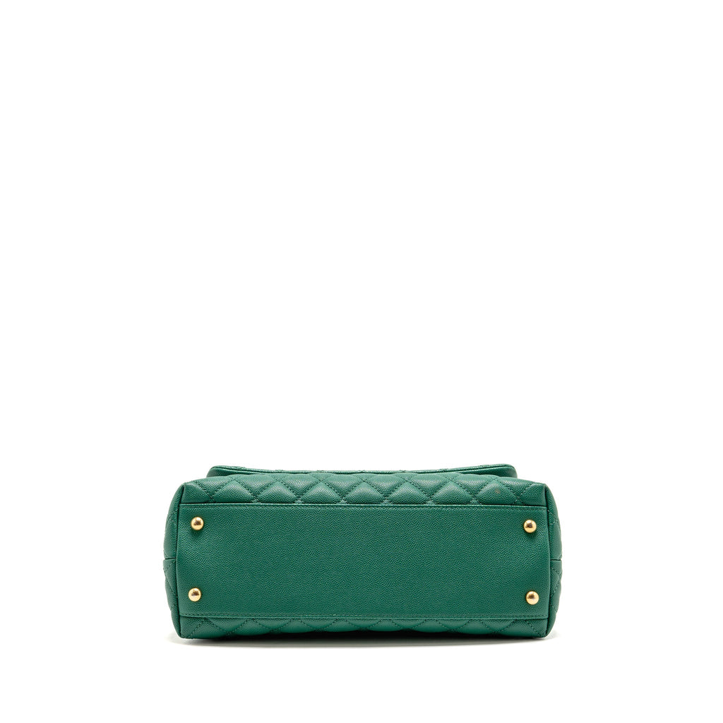 Chanel Medium Coco Handle Caviar Green GHW