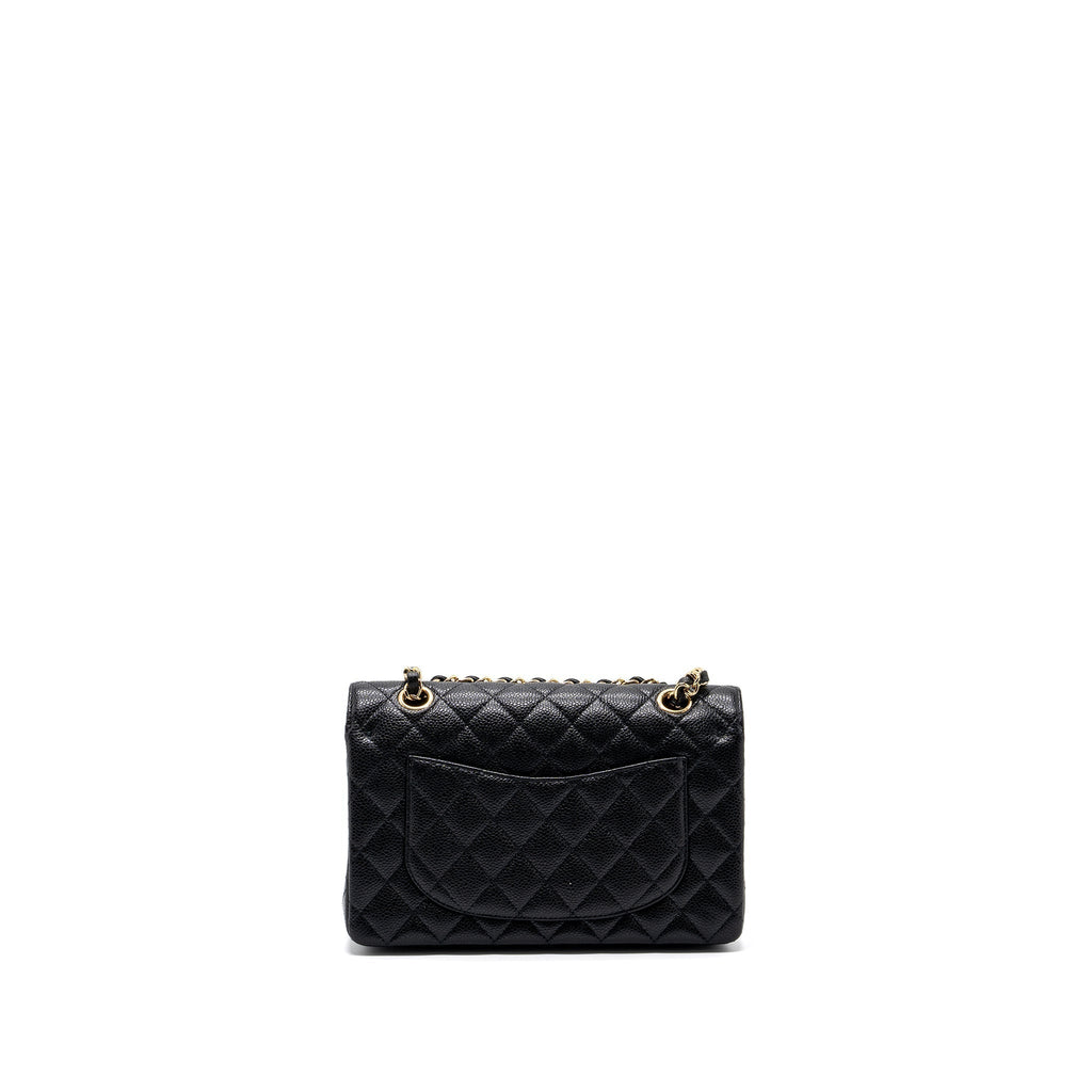 CHANEL SMALL CLASSIC DOUBLE FLAP BAG CAVIAR BLACK GHW