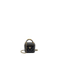 CHANEL TOP HANDLE MINI VANITY CASE WITH CHAIN LAMBSKIN BLACK GHW (MICROCHIP)