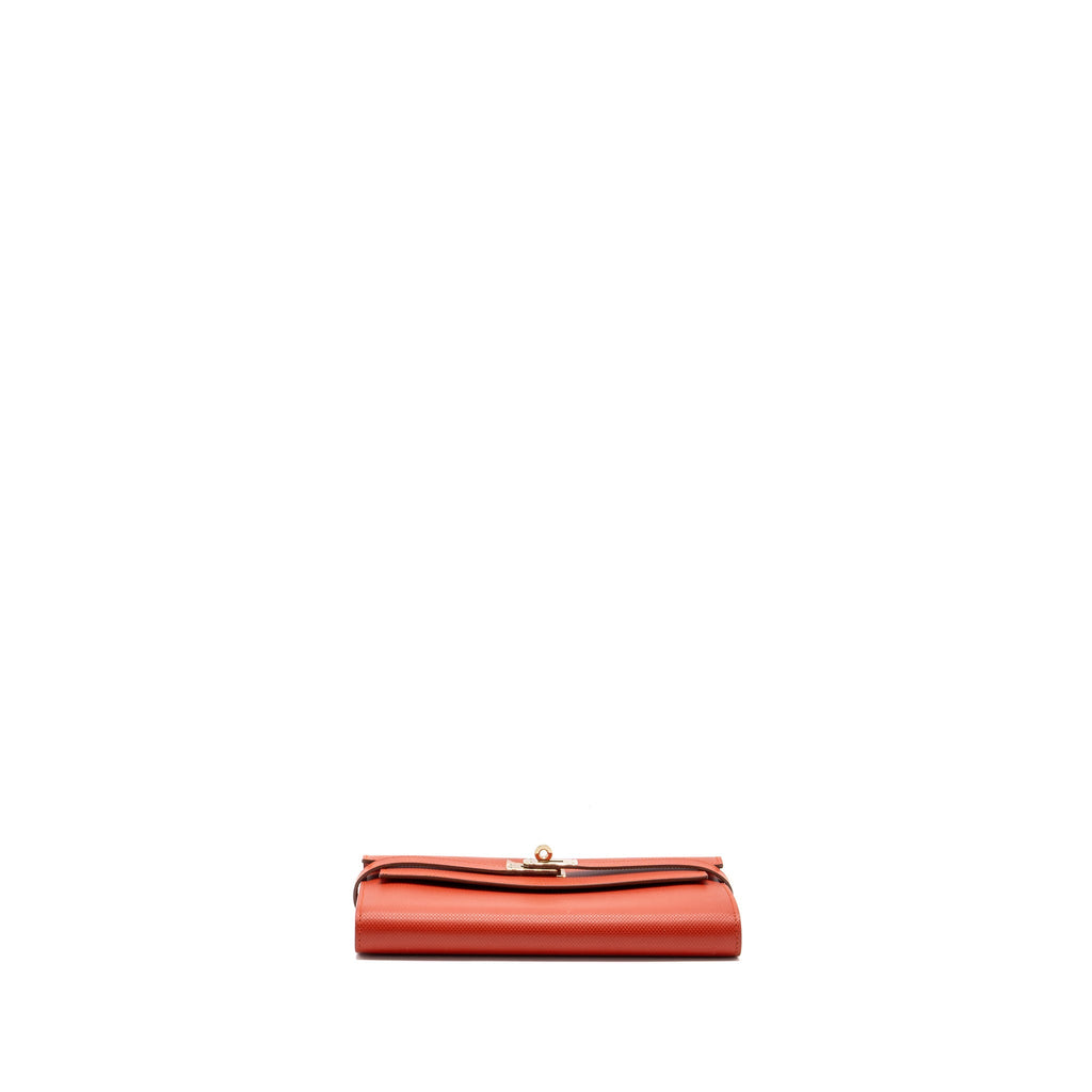 Hermes Kelly Long Wallet Grain Sanguine GHW