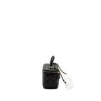 CHANEL TOP HANDLE LONG VANITY WITH CHAIN LAMBSKIN BLACK LGHW(MICROCHIP)
