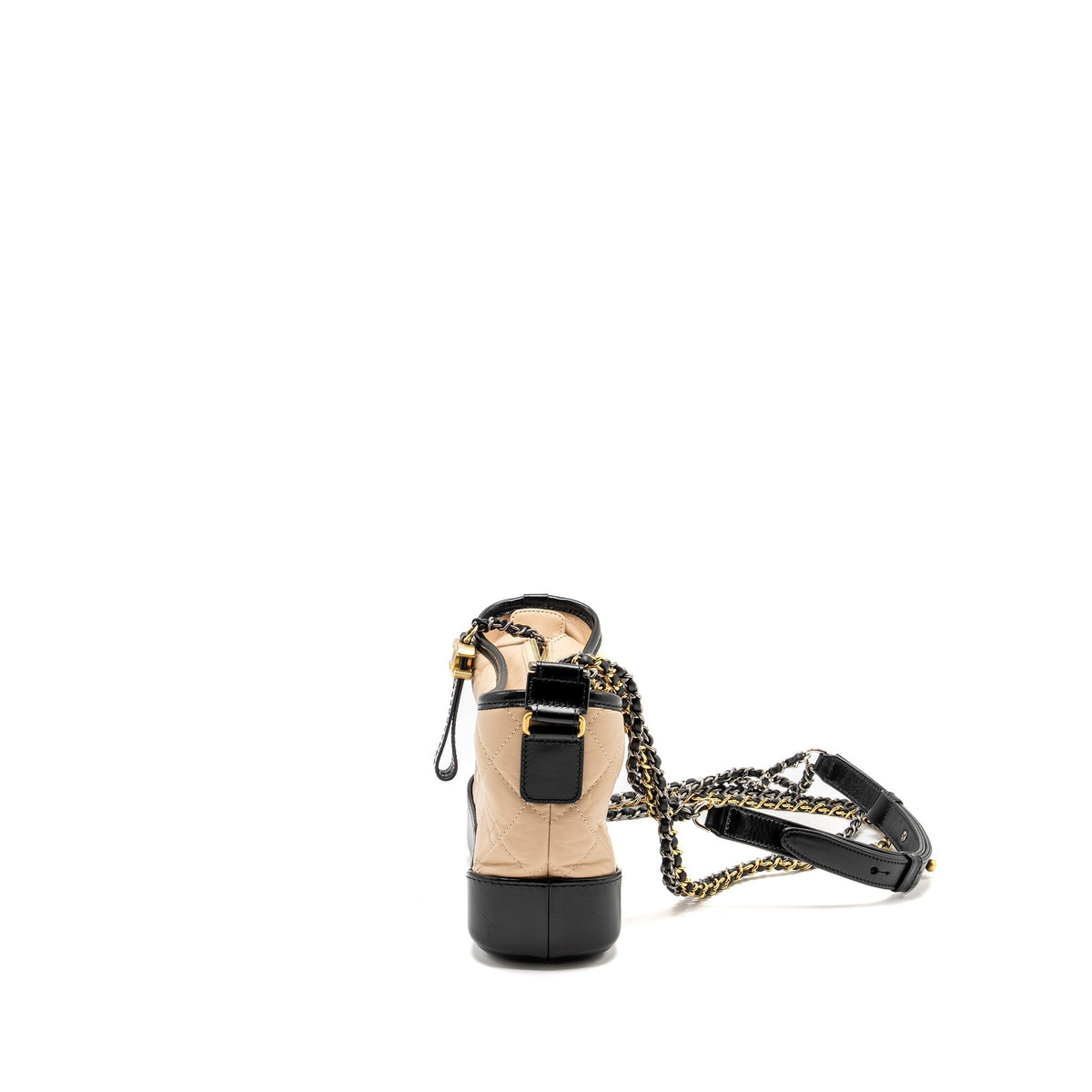 CHANEL SMALL GABRIELLE HOBO BAG AGED CALFSKIN BEIGE/BLACK MULTICOLOUR HARDWARE