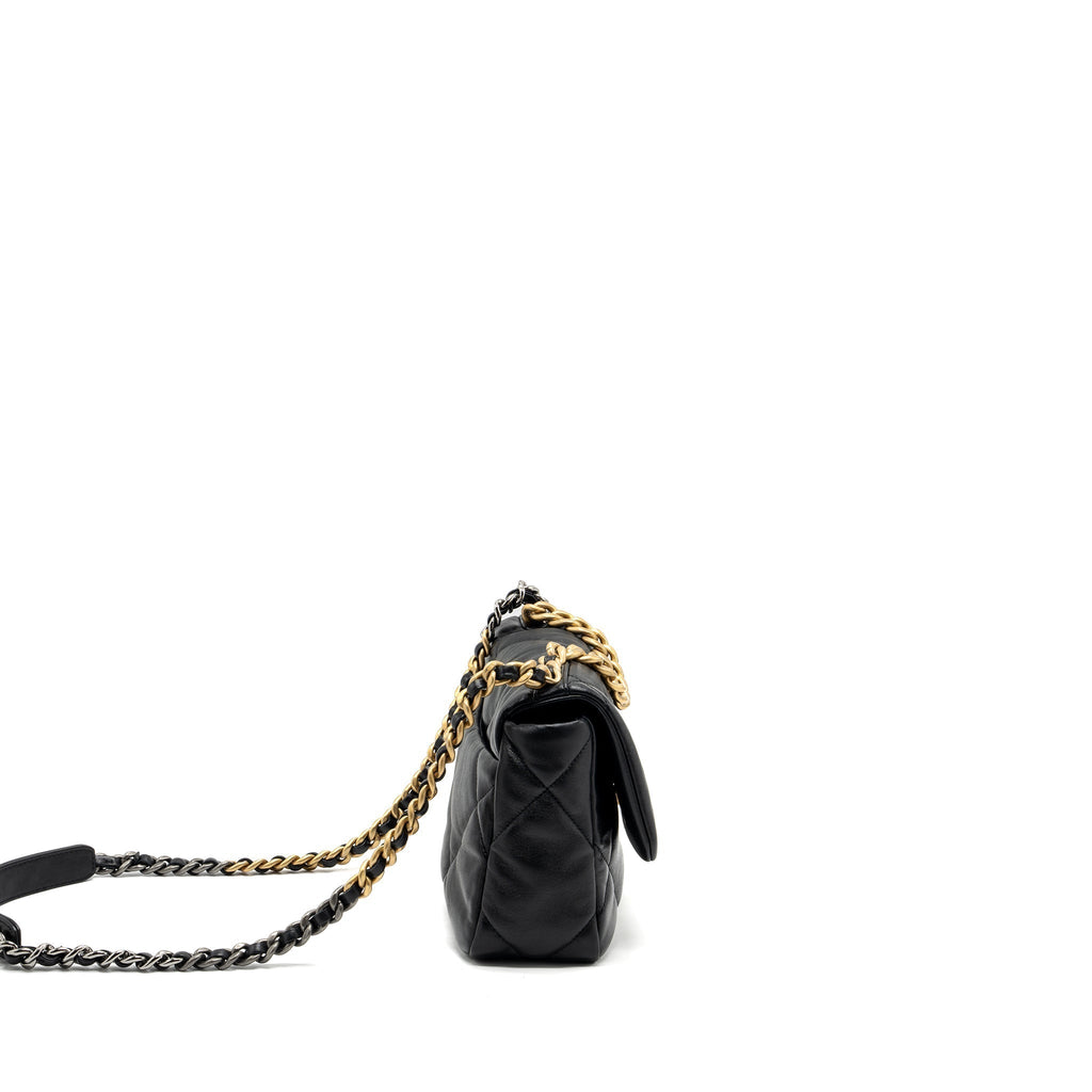 CHANEL SMALL 19 BAG LAMBSKIN BLACK MULTICOLOUR HARDWARE (MICROCHIP)