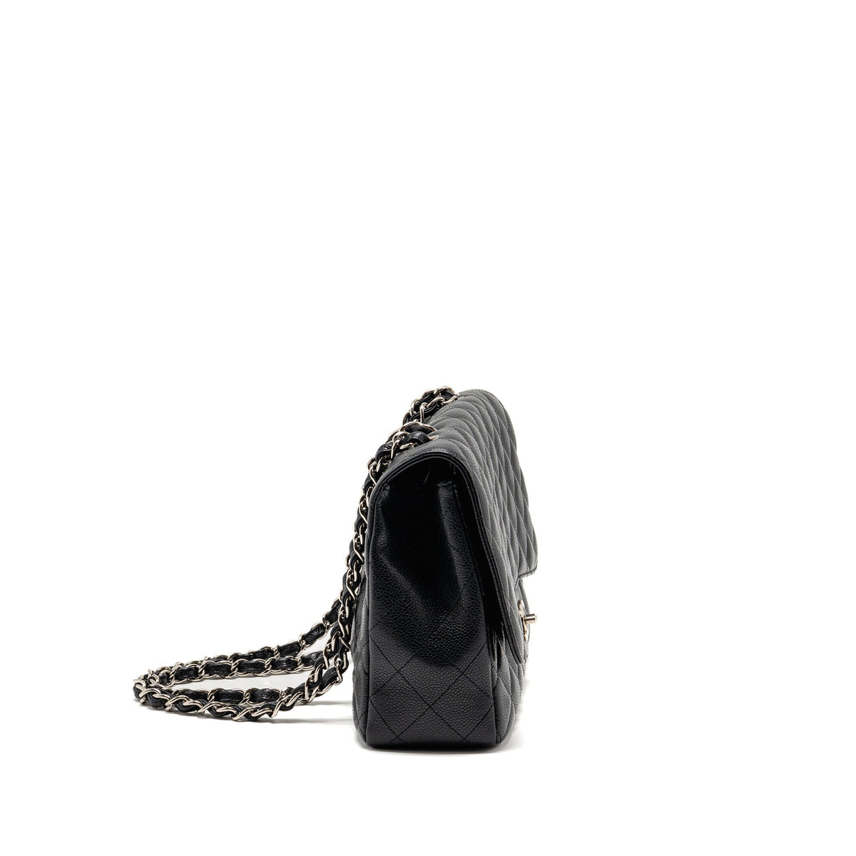 CHANEL JUMBO CLASSIC SINGLE FLAP BAG CAVIAR BLACK SHW