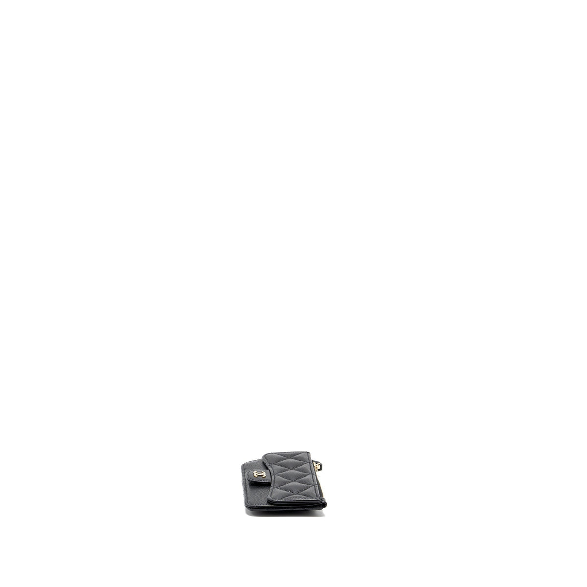 CHANEL FLAP WITH ZIP CARD HOLDER CAVIAR BLACK LGHW (MICROCHIP)