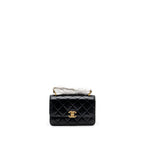 CHANEL 24C GOLD CRUSH MINI FLAP BAG CALFSKIN BLACK GHW (MICROCHIP)