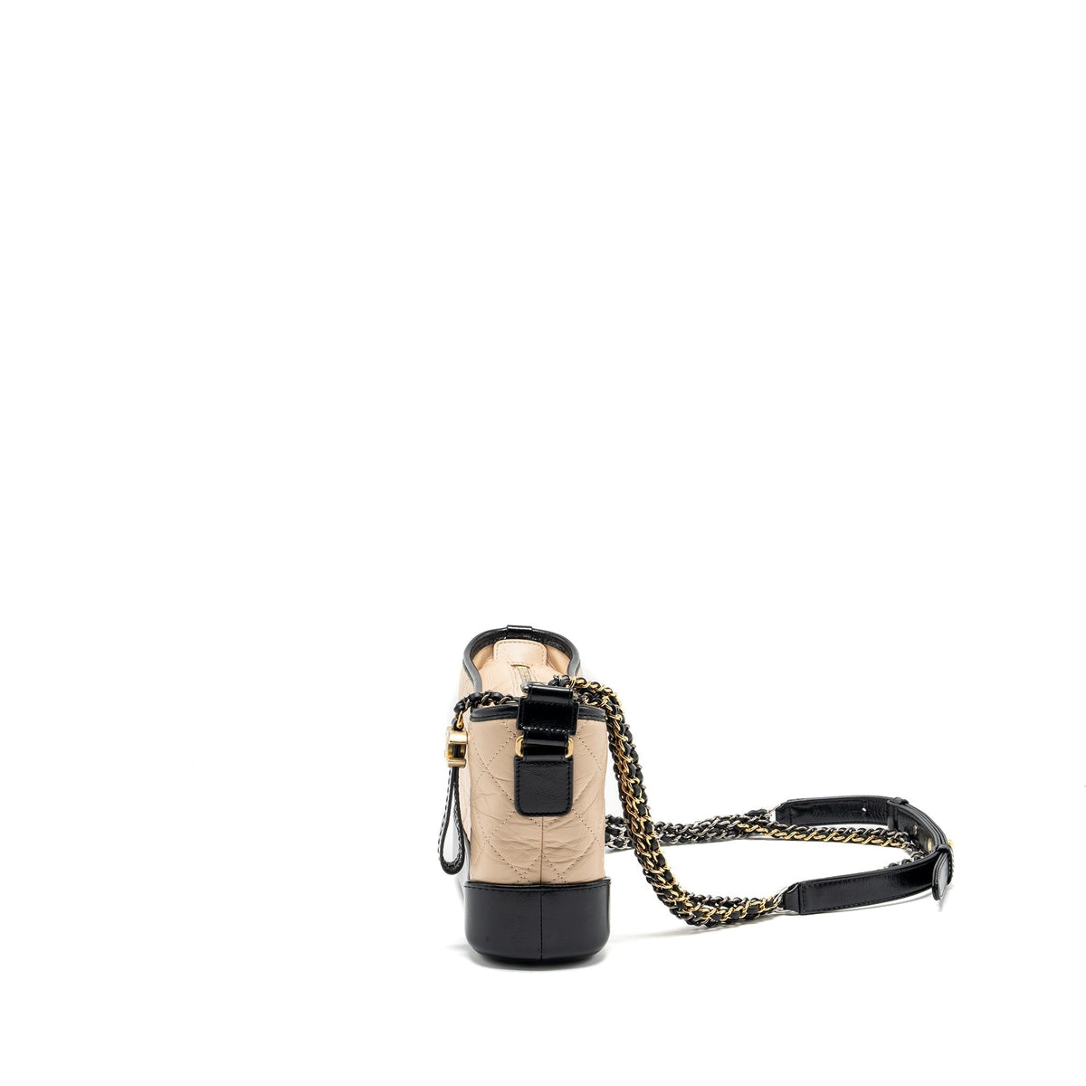 CHANEL SMALL GABRIELLE HOBO BAG AGED CALFSKIN BEIGE/BLACK MULTICOLOUR HARDWARE
