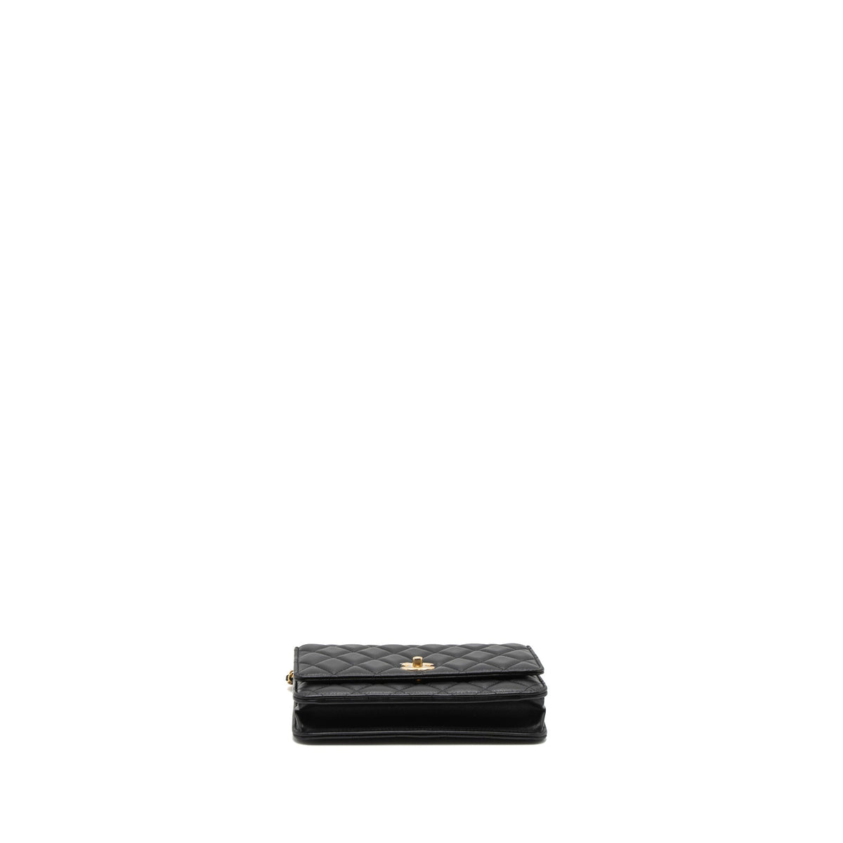 CHANEL PEARL CRUSH WALLET ON CHAIN LAMBSKIN BLACK GHW (MICROCHIP)