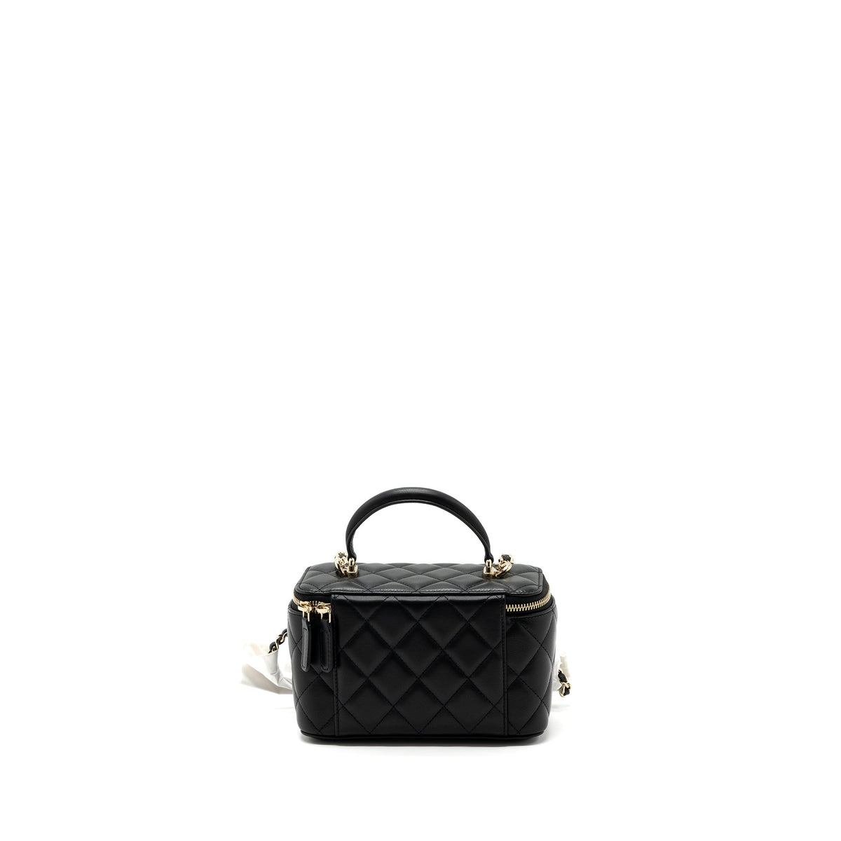 CHANEL TOP HANDLE LONG VANITY WITH CHAIN LAMBSKIN BLACK LGHW(MICROCHIP)
