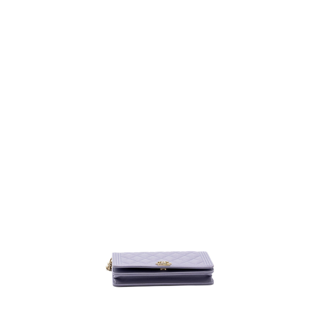 CHANEL BOY WALLET ON CHAIN CAVIAR LIALIC / LIGHT PURPLE LGHW (MICROCHIP)