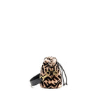 FENDI MON TRESOR BUCKET BAG SHEARLING ZUCCA PINK/BLACK GHW
