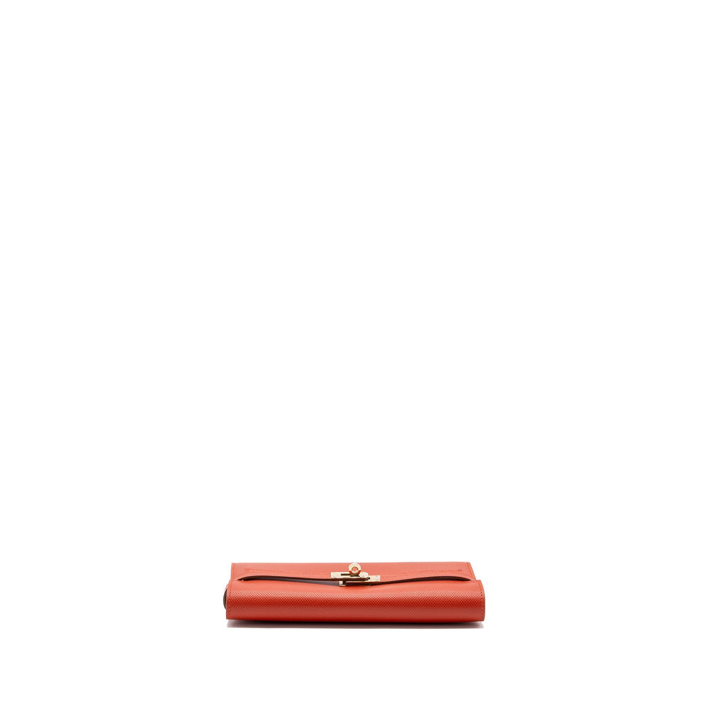 Hermes Kelly Long Wallet Grain Sanguine GHW