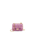 CHANEL 22P MINI SQUARE FLAP BAG TWEED PINK GHW (MICROCHIP)