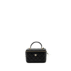 CHANEL TOP HANDLE LONG VANITY WITH CHAIN LAMBSKIN BLACK LGHW(MICROCHIP)