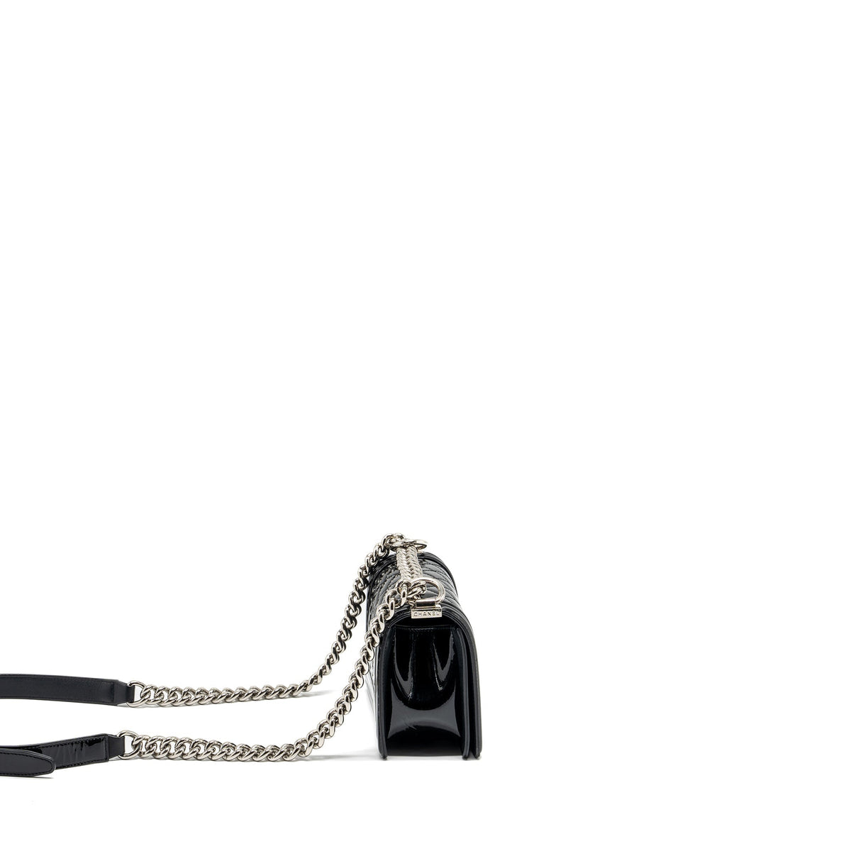 CHANEL SMALL BOY BAG PATENT BLACK MULTICOLOUR HARDWARE