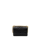 CHANEL CHEVRON SMALL BOY BAG CAVIAR BLACK GHW