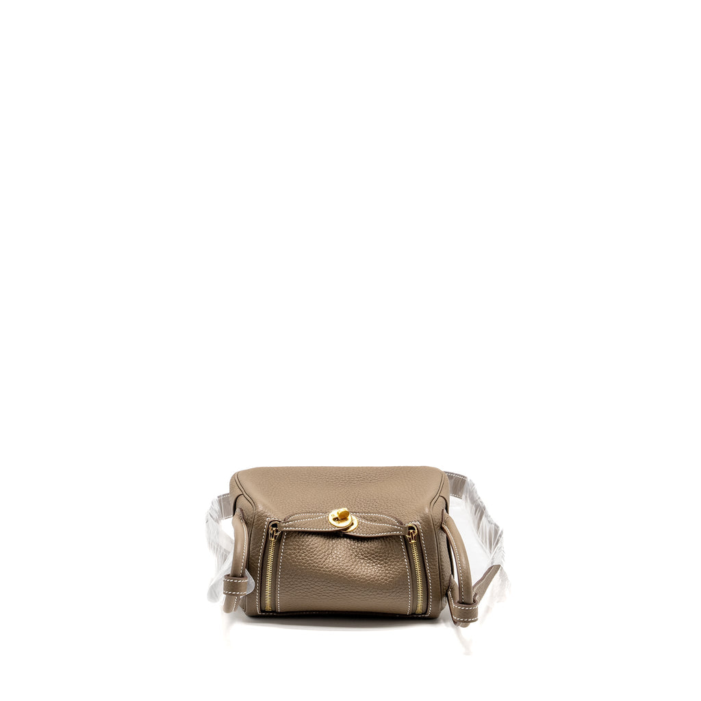 Hermes Mini Lindy Clemence Etoupe GHW