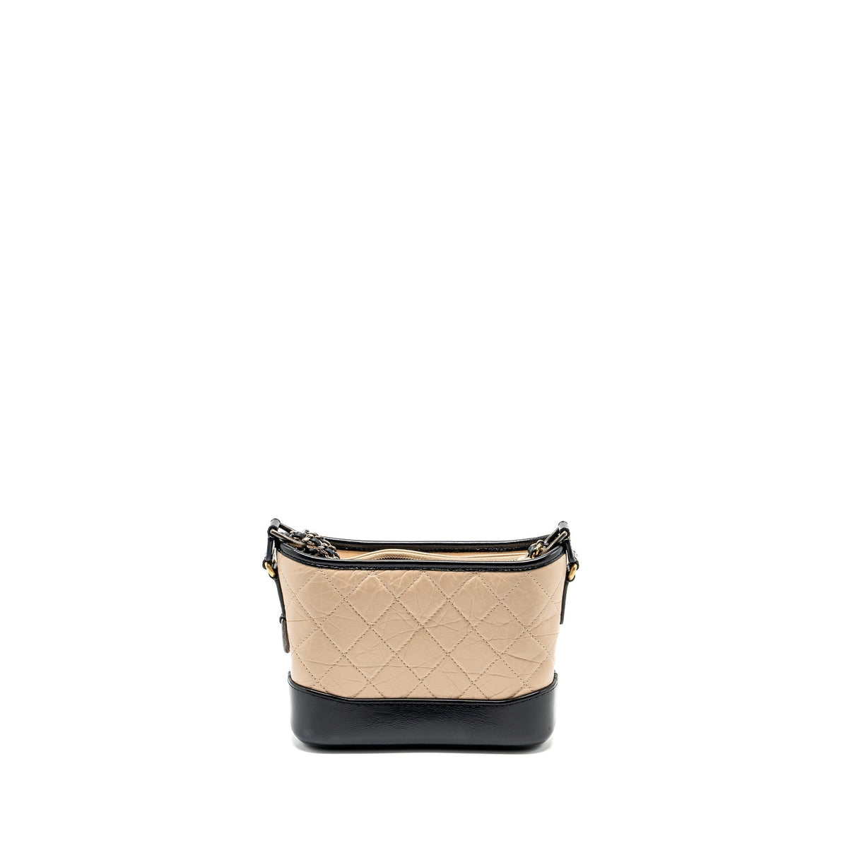CHANEL SMALL GABRIELLE HOBO BAG AGED CALFSKIN BEIGE/BLACK MULTICOLOUR HARDWARE