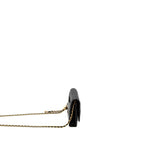 CHANEL PEARL CRUSH WALLET ON CHAIN LAMBSKIN BLACK GHW (MICROCHIP)