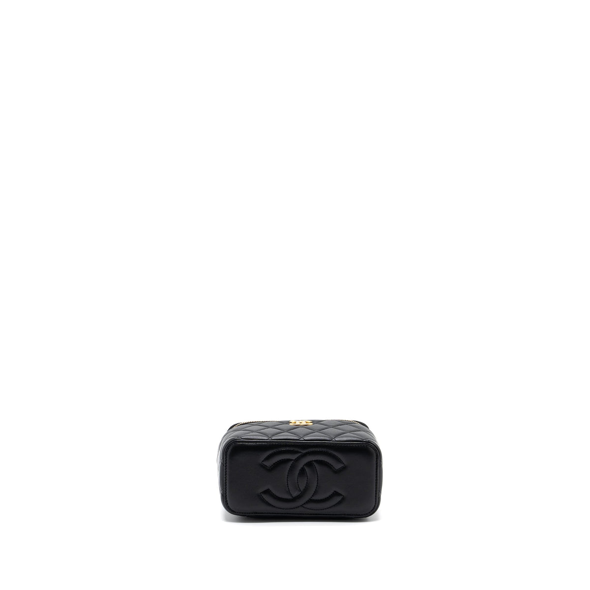 CHANEL TOP HANDLE LONG VANITY LAMBSKIN BLACK GHW (MICROCHIP)